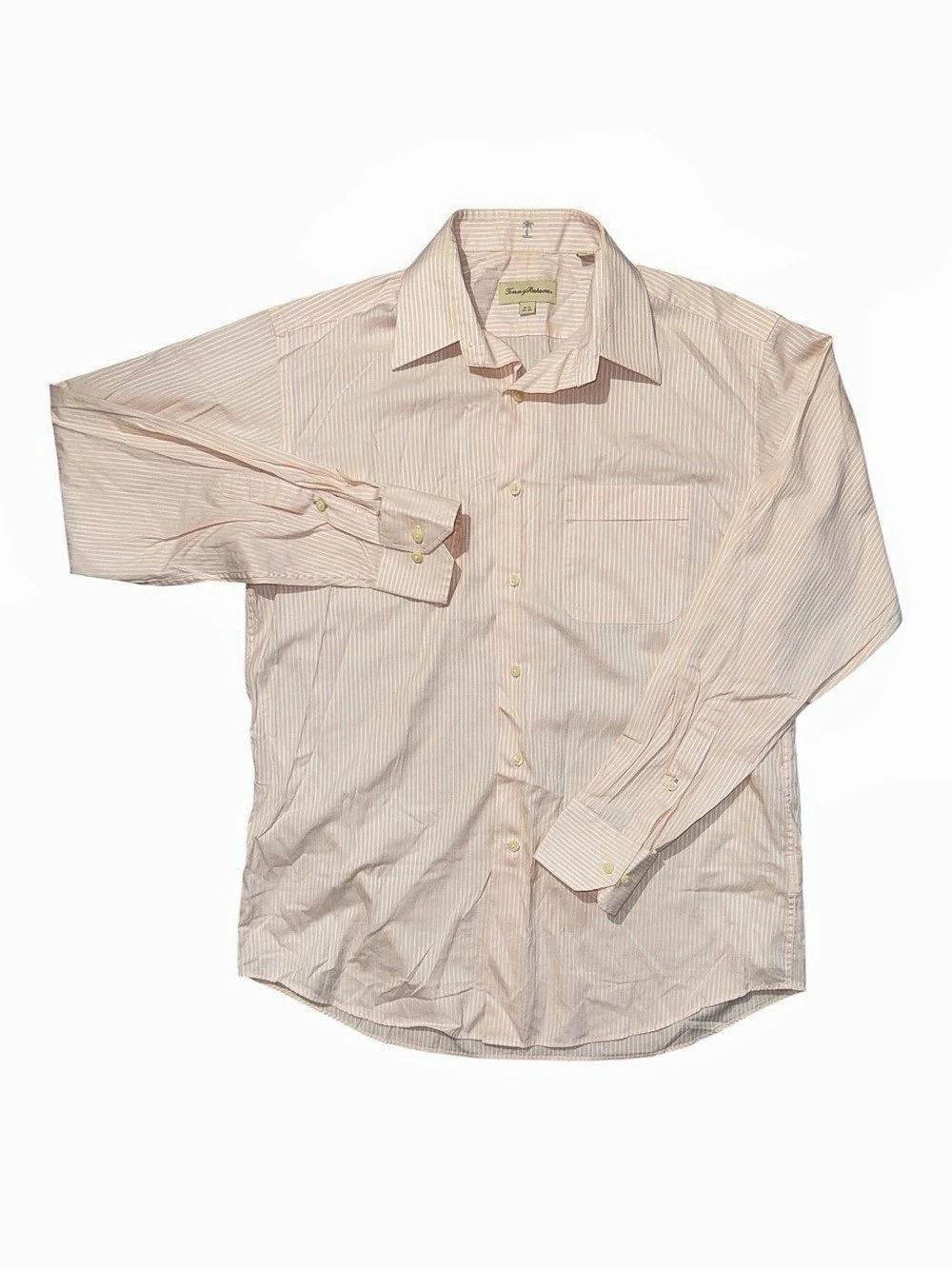 Tommy Bahama 15 - 1/2 34- 35 Striped Button Down in light Pink & White Large